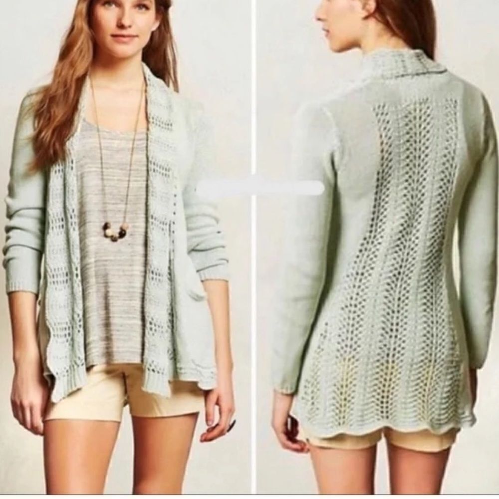Anthropologie Angels of The North Open Front Crochet Knit Cardigan Sweater